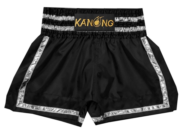 Kanong Muay Thai Shorts : KNS-140-Black-Silver